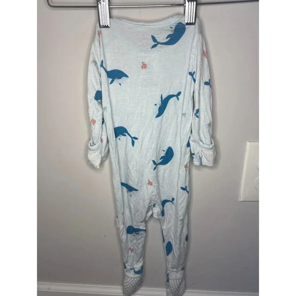 Bamboo Little Whale Zipper Footie Pajamas 3-6 Months